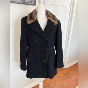 Anne Klein Woman’s Wool Coat With Faux Fur Collar